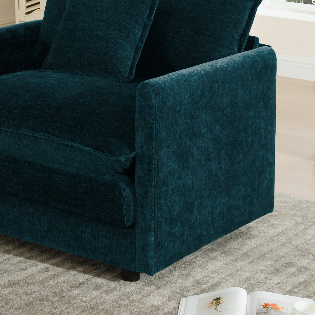 Solid Wood Sofa Set and Two Modern Accent Chairs