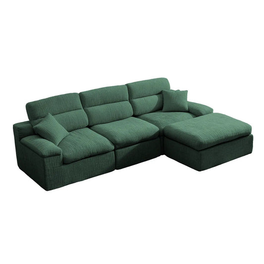 Corner chaise sofa with high backrest in green fabric, 2pc set by Unique Piece Furniture on Tampa Home & Garden Store