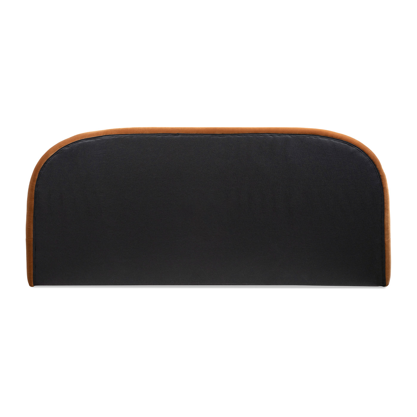 Archie Puffy Grounded Upholstered Platform Bed King Burnt black upholstery tan piping on Tampa Home & Garden Store