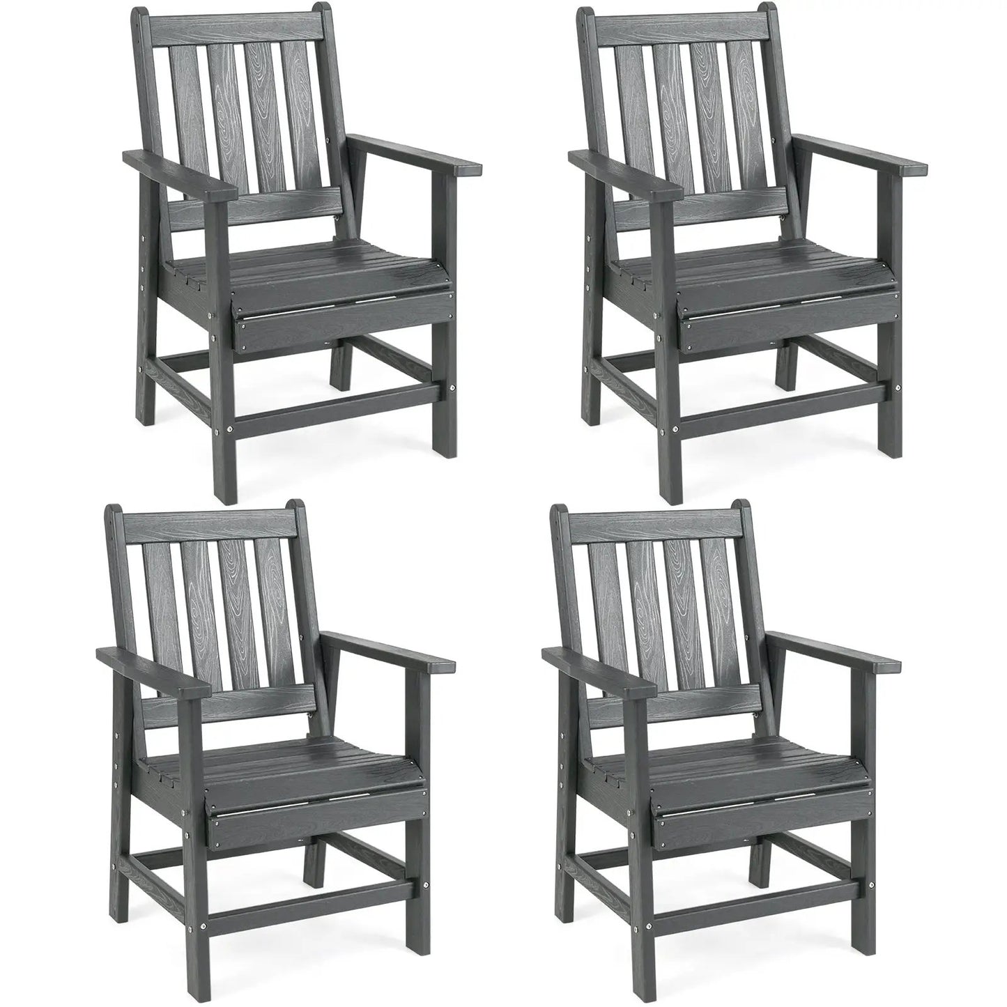 DirectDeals gray wooden patio dining chairs set of 4 with wide armrests and slatted backs on Tampa Home & Garden Store
