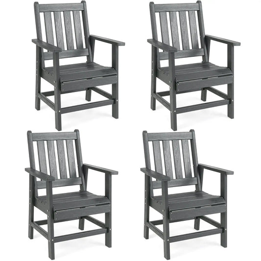 DirectDeals gray wooden patio dining chairs set of 4 with wide armrests and slatted backs on Tampa Home & Garden Store