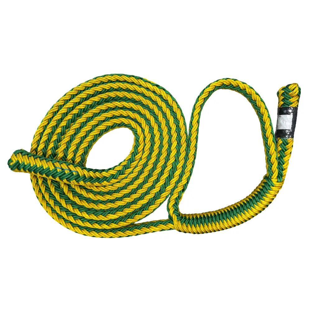 Three Quarter Inch Arbo Space Loopie Sling climbing rope, green-yellow braided on Tampa Home & Garden Store