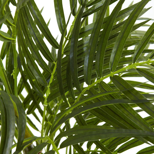 Areca Palm artificial tree fronds close-up; slender green leaves indoor outdoor Nearly Natural on Tampa Home & Garden Store