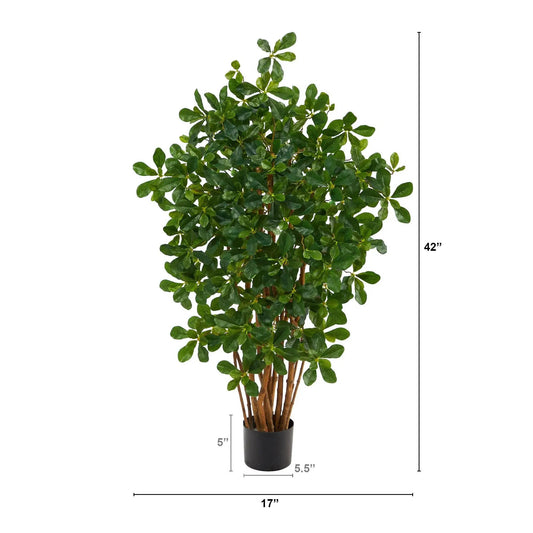 Black Olive Artificial Tree by Nearly Natural, 3.5 ft tall with green leaves in a black pot on Tampa Home & Garden Store