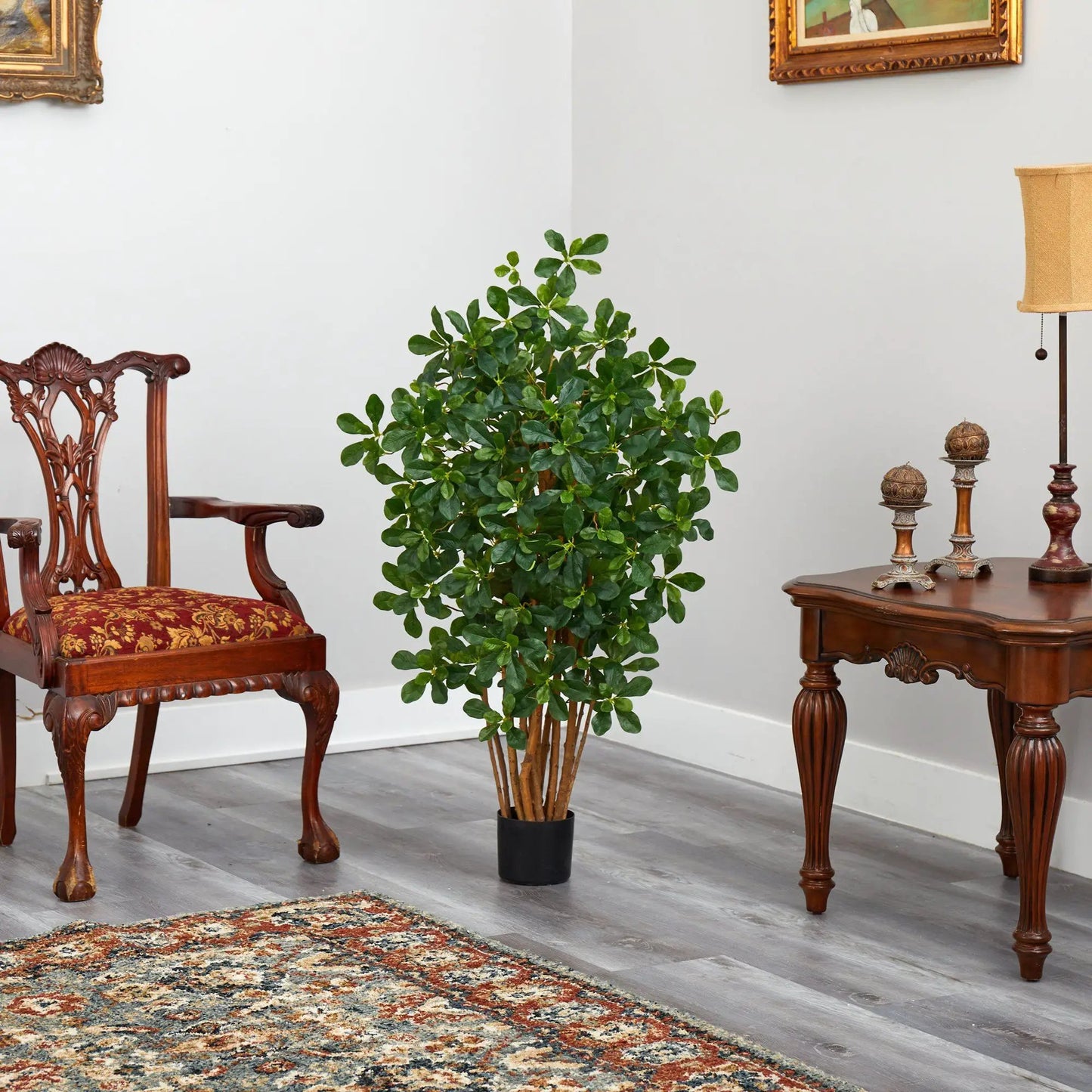 Black Olive Artificial Tree by Nearly Natural, 3.5 ft, lush green leaves in a black pot on Tampa Home & Garden Store
