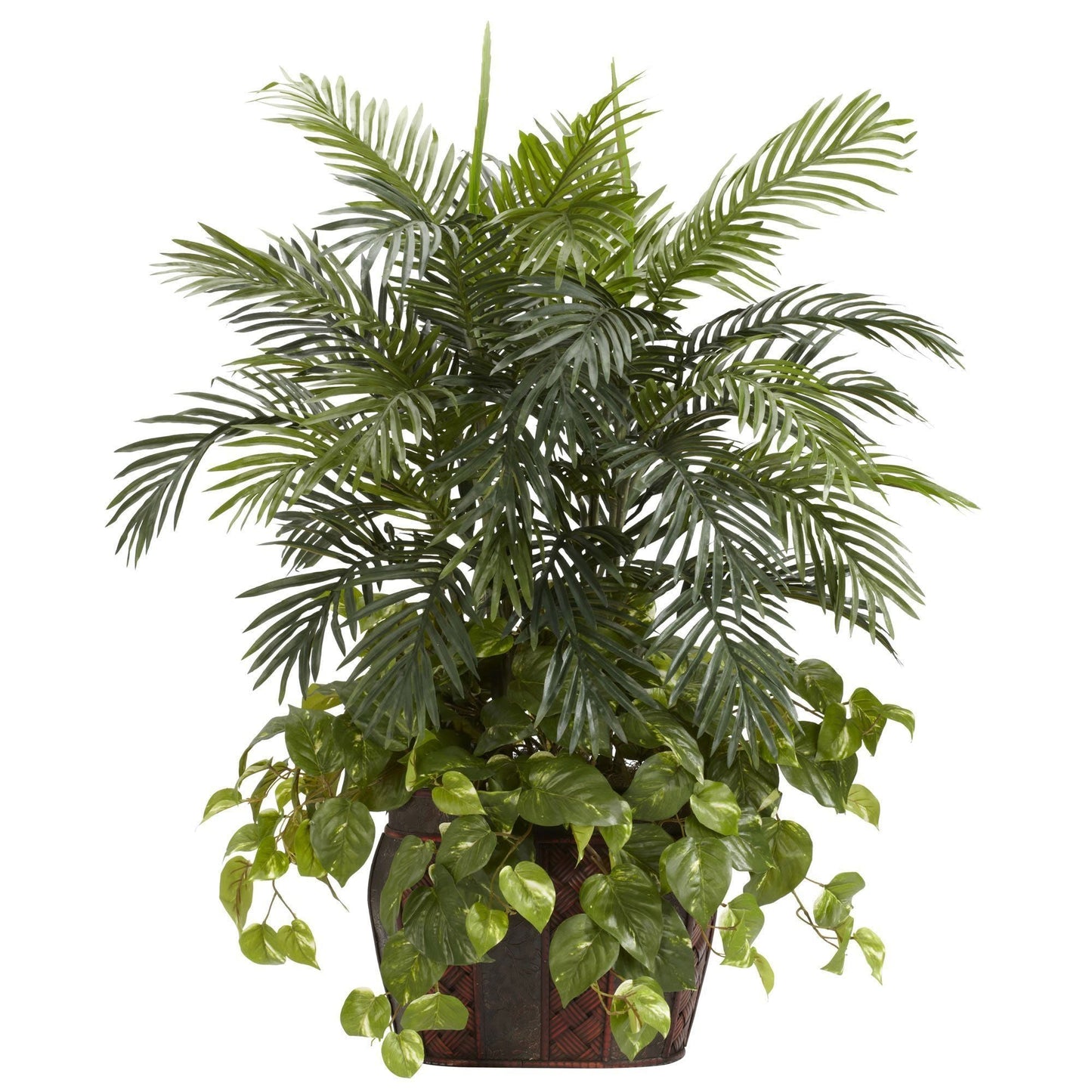 3.5' Double Areca w/Vase & Pothos Silk Plant - Tampa Home & Garden Store