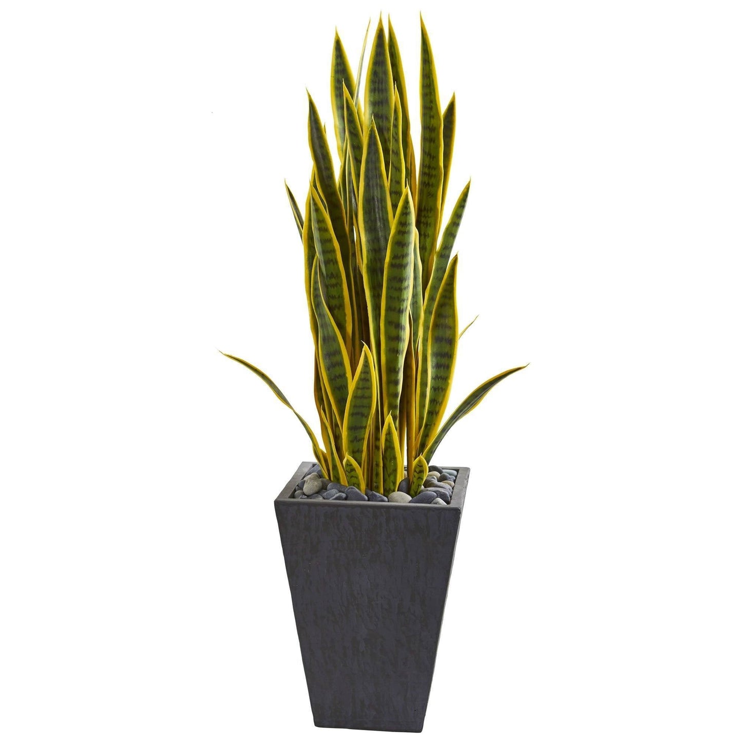 3.5’ Sansevieria Artificial Plant in Slate Planter - Tampa Home & Garden Store