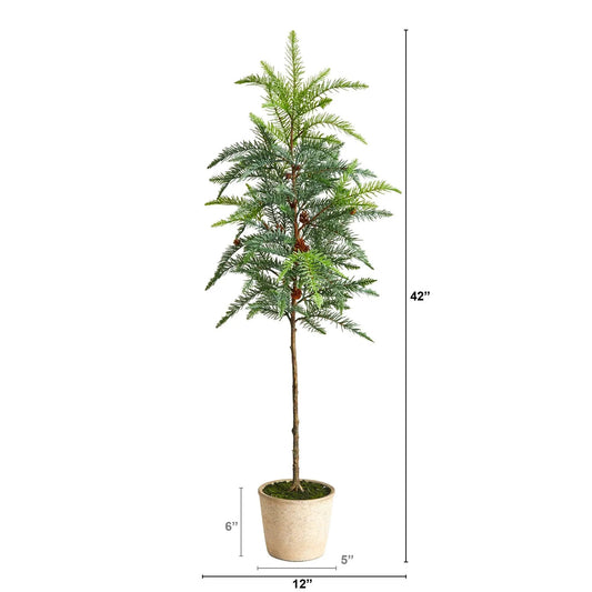 Winniepeg artificial pine Christmas tree in decorative planter, Nearly Natural, 3.5 ft tall on Tampa Home & Garden Store