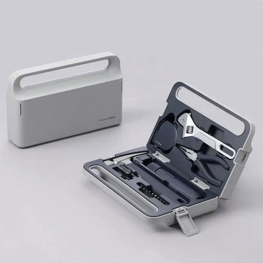 HOTO 3.6V LED screwdriver tool set in gray compact case with pliers and bits on Tampa Home & Garden Store