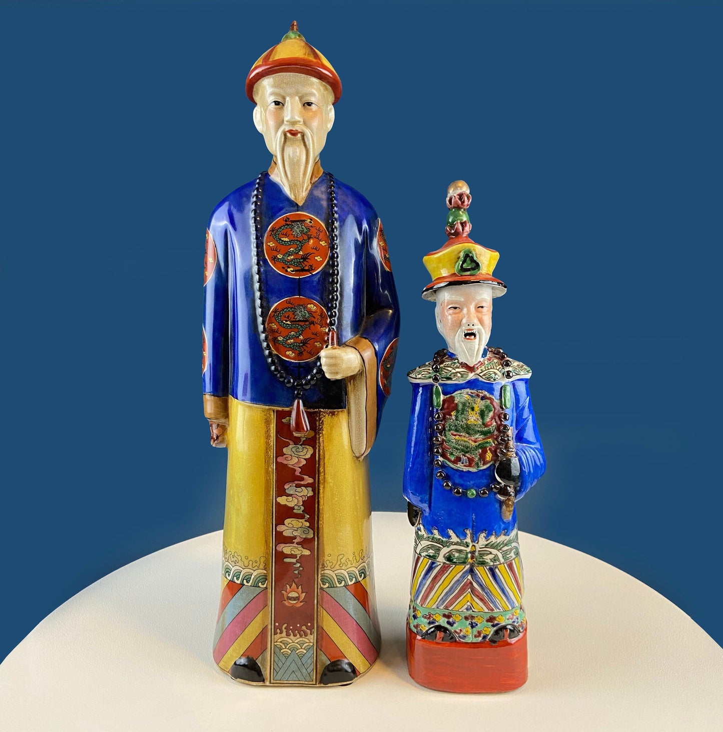 3 Ceramic Sculptures of Asian Royal Advisors or Immortals. Collection of Large Figurines of Asian Men in Traditional Chinese Clothing. Home Decor. - Tampa Home & Garden Store
