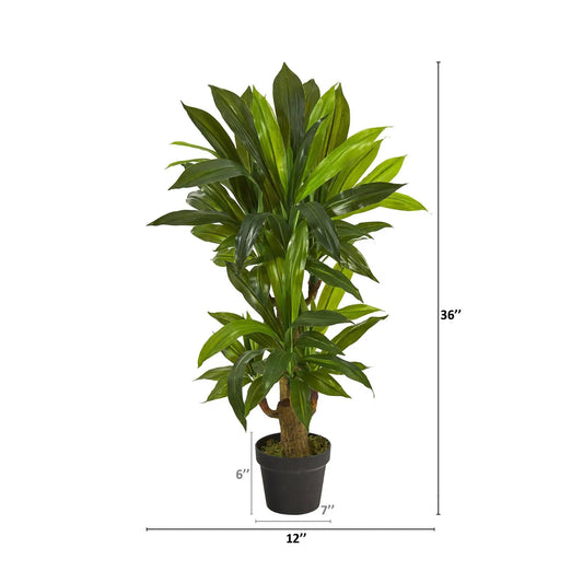Corn Stalk Dracaena artificial plant Real Touch by Nearly Natural, 36in tall in black pot on Tampa Home & Garden Store