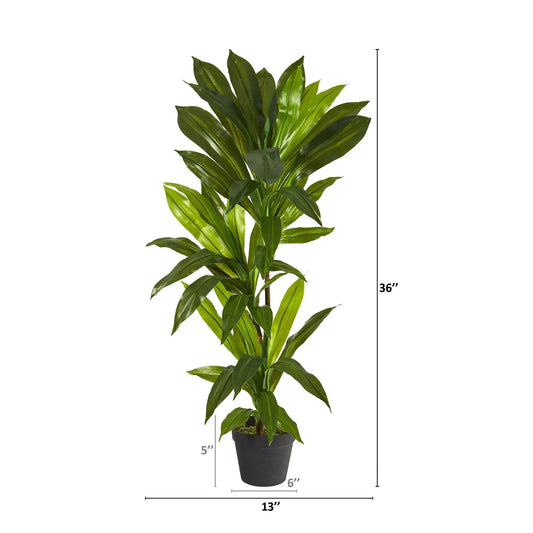 Dracaena 3 ft artificial plant Real Touch by Nearly Natural with green leaves in a pot on Tampa Home & Garden Store