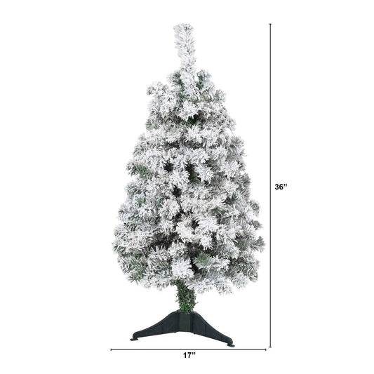 Flocked Rock Springs Spruce Christmas Tree Nearly Natural 3 ft tall with snow flock on Tampa Home & Garden Store