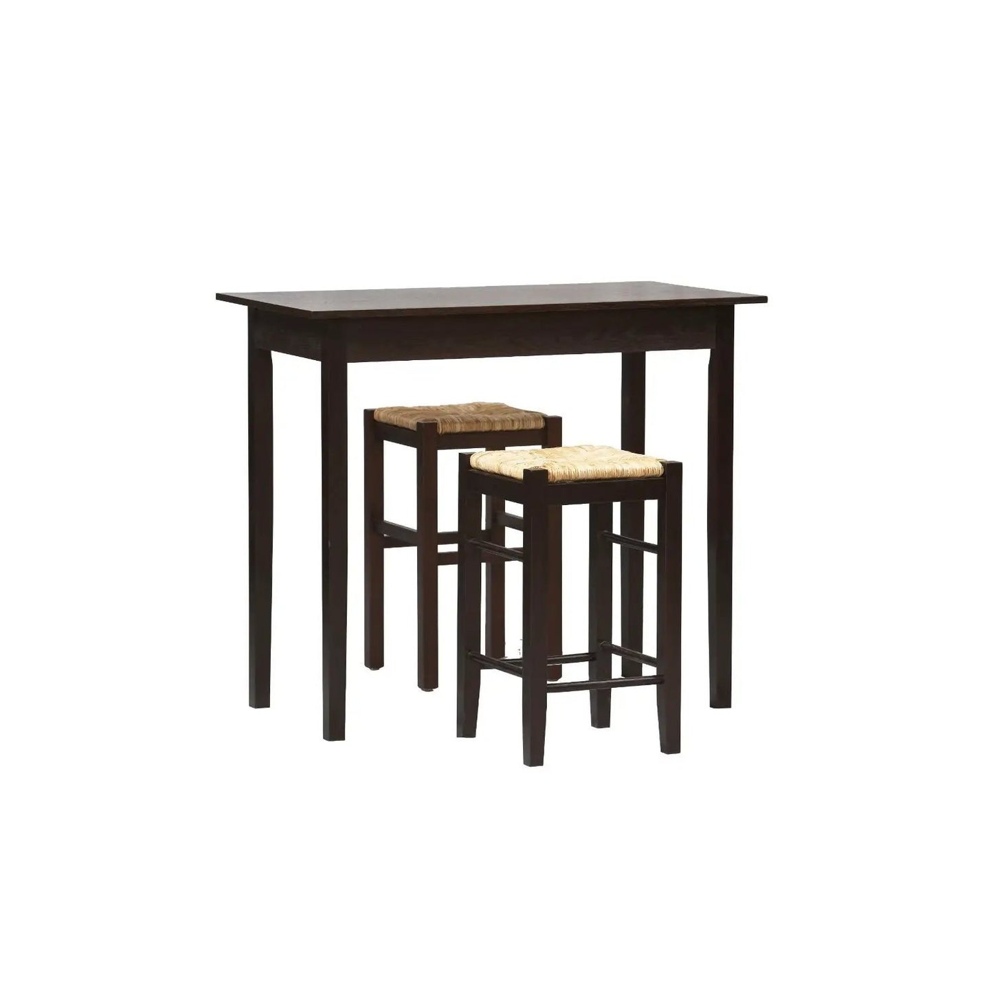 Espresso 3-piece dining table set with two backless woven stools by HomePacific on Tampa Home & Garden Store