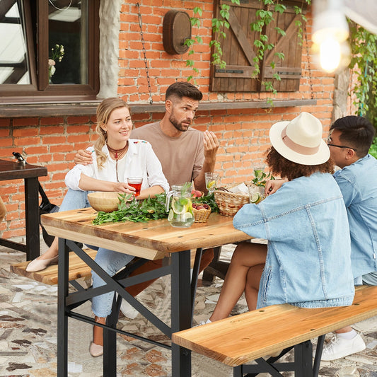 3 Pieces Folding Wooden Picnic Table Bench Set - Tampa Home & Garden Store