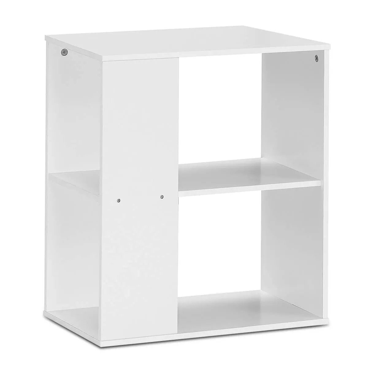 2-Tier Side End Table with Storage Shelves, white finish, open center space and bottom shelf on Tampa Home & Garden Store