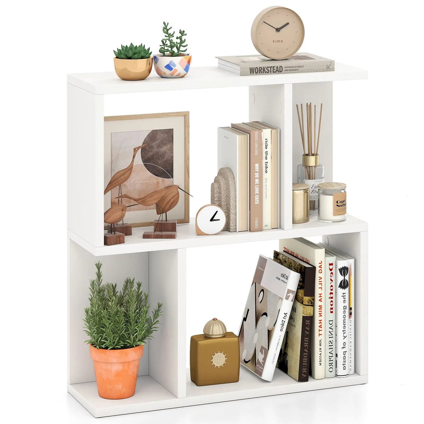3-Tier Bookshelf with Display Shelf for Small Space-Rustic Brown - Tampa Home & Garden Store