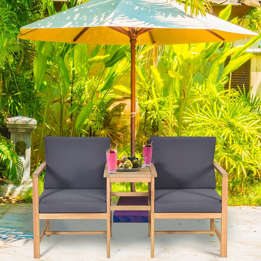 3-in-1 Acacia Wood Loveseat with Separable Coffee Table - Tampa Home & Garden Store