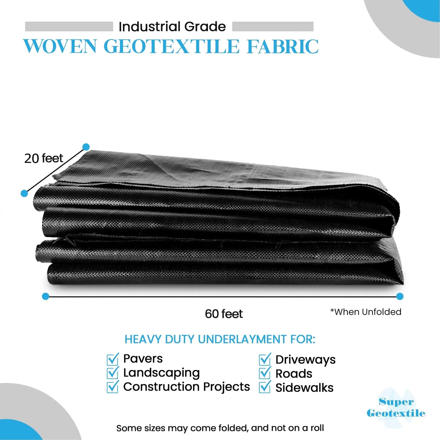 Woven geotextile fabric roll by Super Geotextile; driveway underlayment; black weed barrier on Tampa Home & Garden Store