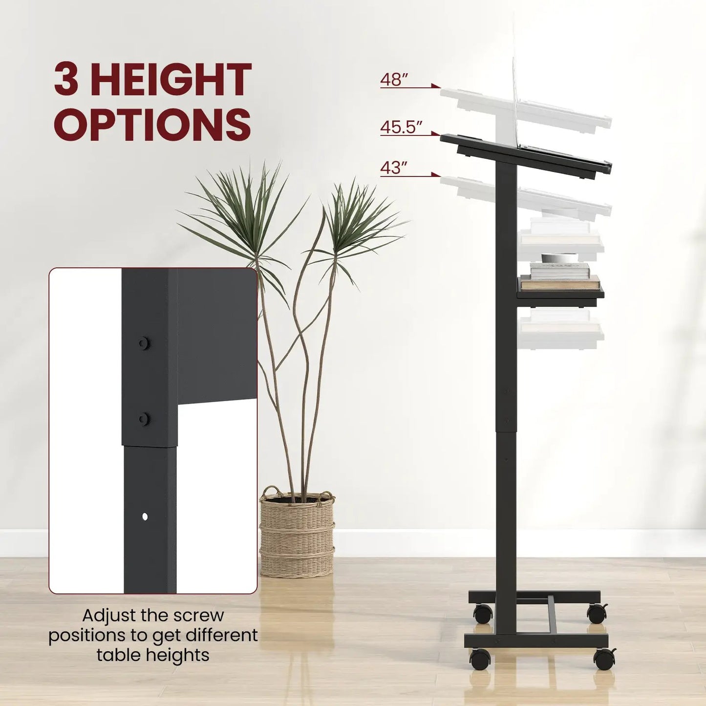 DirectDeals height adjustable lectern with tilted tabletop on a wheeled black stand on Tampa Home & Garden Store
