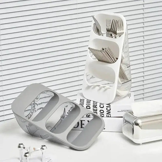 Three Tier Cutlery Rack and Utensil Organizer white plastic with three tiers by Decorbites on Tampa Home & Garden Store