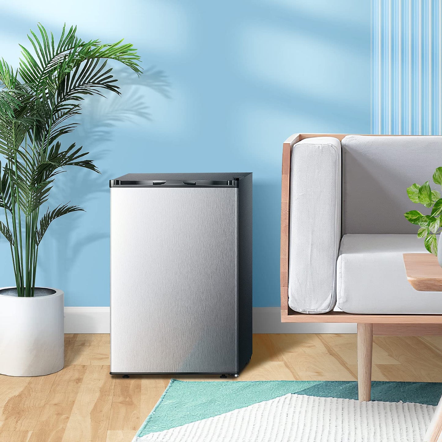 Congelador vertical Kismile, minicongelador de 3.0 pies cúbicos con puerta reversible simple