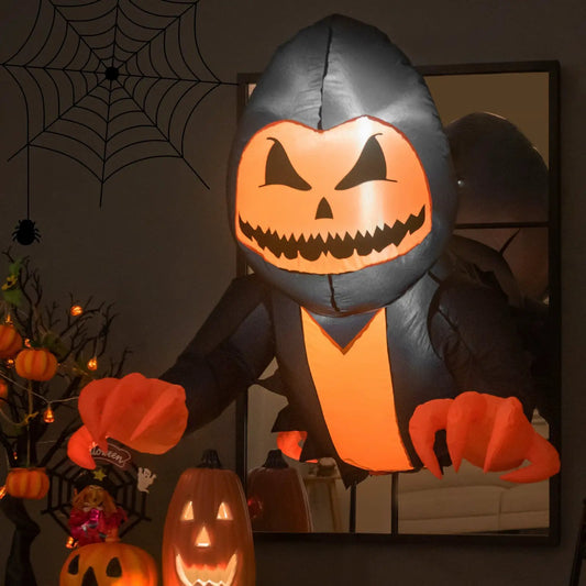 Halloween inflatable pumpkin-head ghost window prop, 3.3 ft, glowing orange face, DirectDeals on Tampa Home & Garden Store