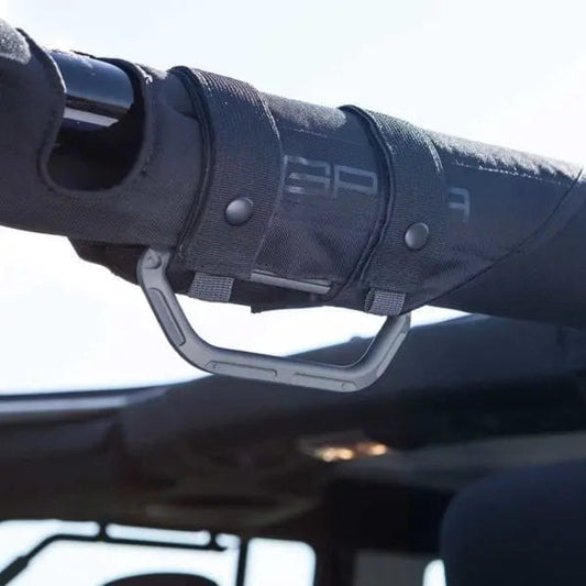 GP-Grip PRO Foldable Handle for Jeep Wrangler JK roll bar; silver aluminum, black strap GPCA on Tampa Home & Garden Store