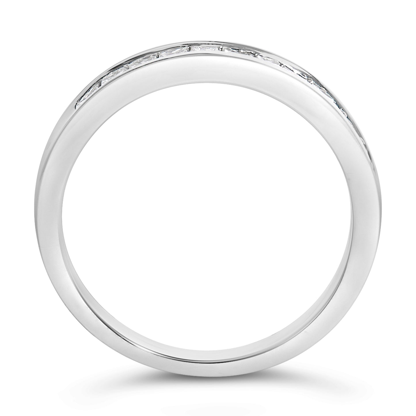 Ring .925 Sterling Silver half-eternity ring with channel-set princess-cut diamonds, 1/2 Cttw, size 6 on Tampa Home & Garden Store