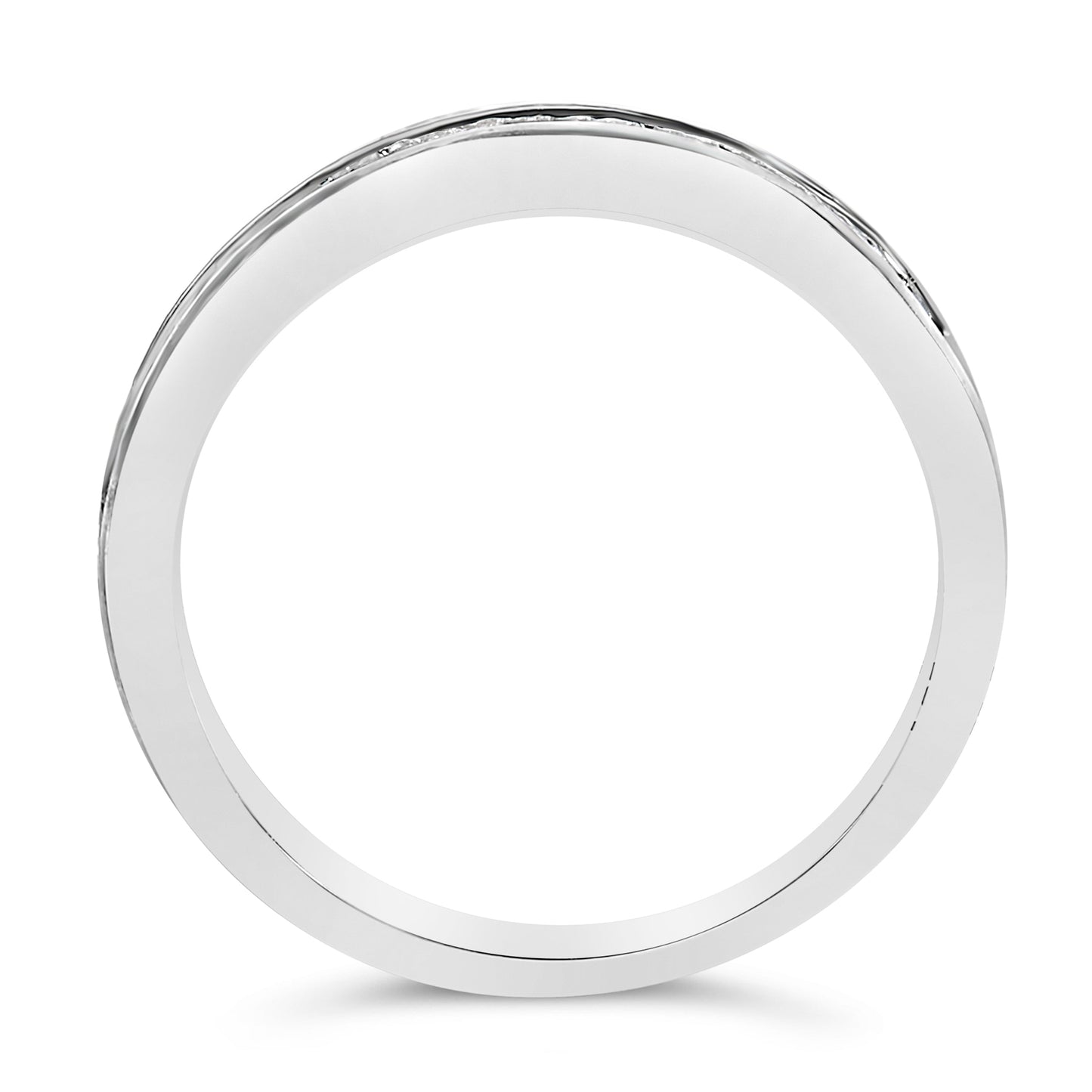 Ring IGI 1/2 cttw princess-cut diamonds in 18K white gold channel-set half eternity band on Tampa Home & Garden Store