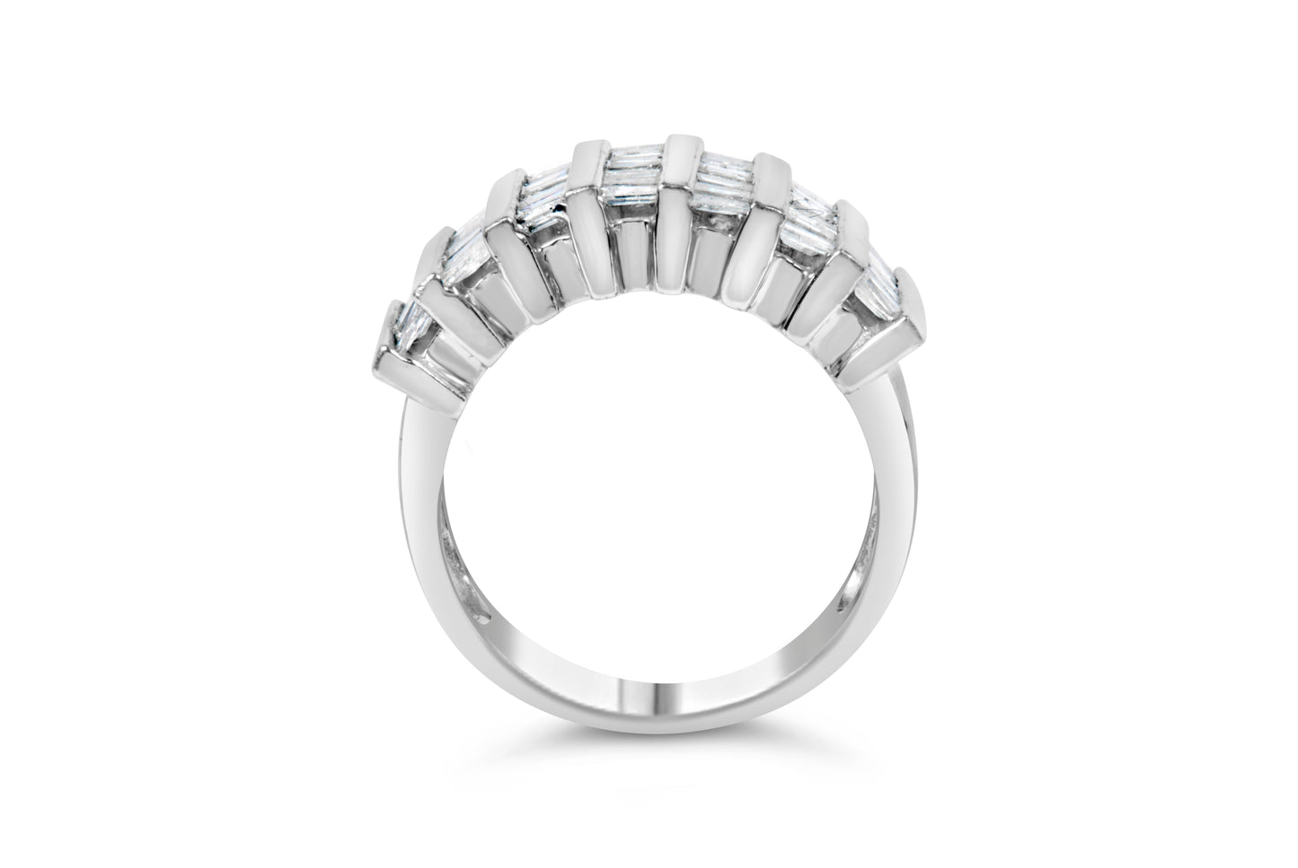 Sterling silver ring with 1.0 cttw baguette diamonds in vertical channel, fluted rows Bids.com on Tampa Home & Garden Store