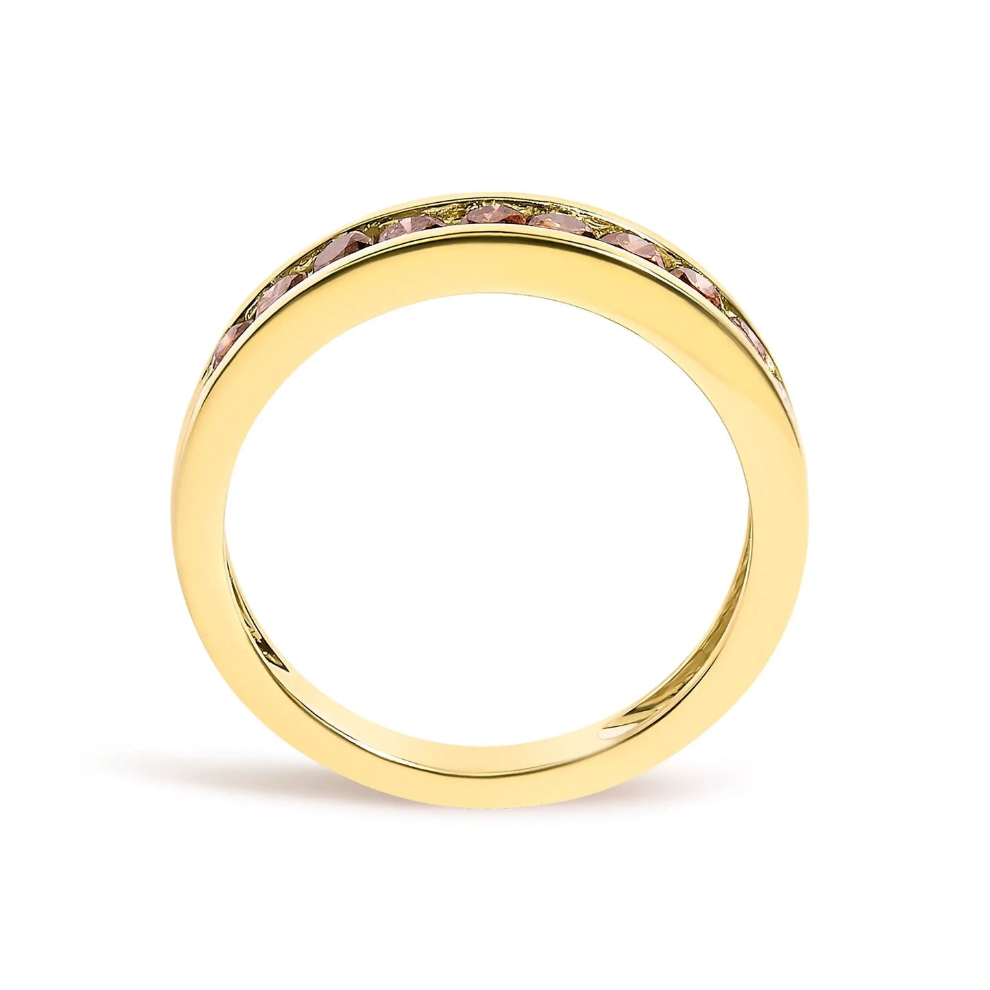 11-stone champagne channel ring in 14K yellow gold plated sterling silver, K-L I1-I2, size 7 on Tampa Home & Garden Store