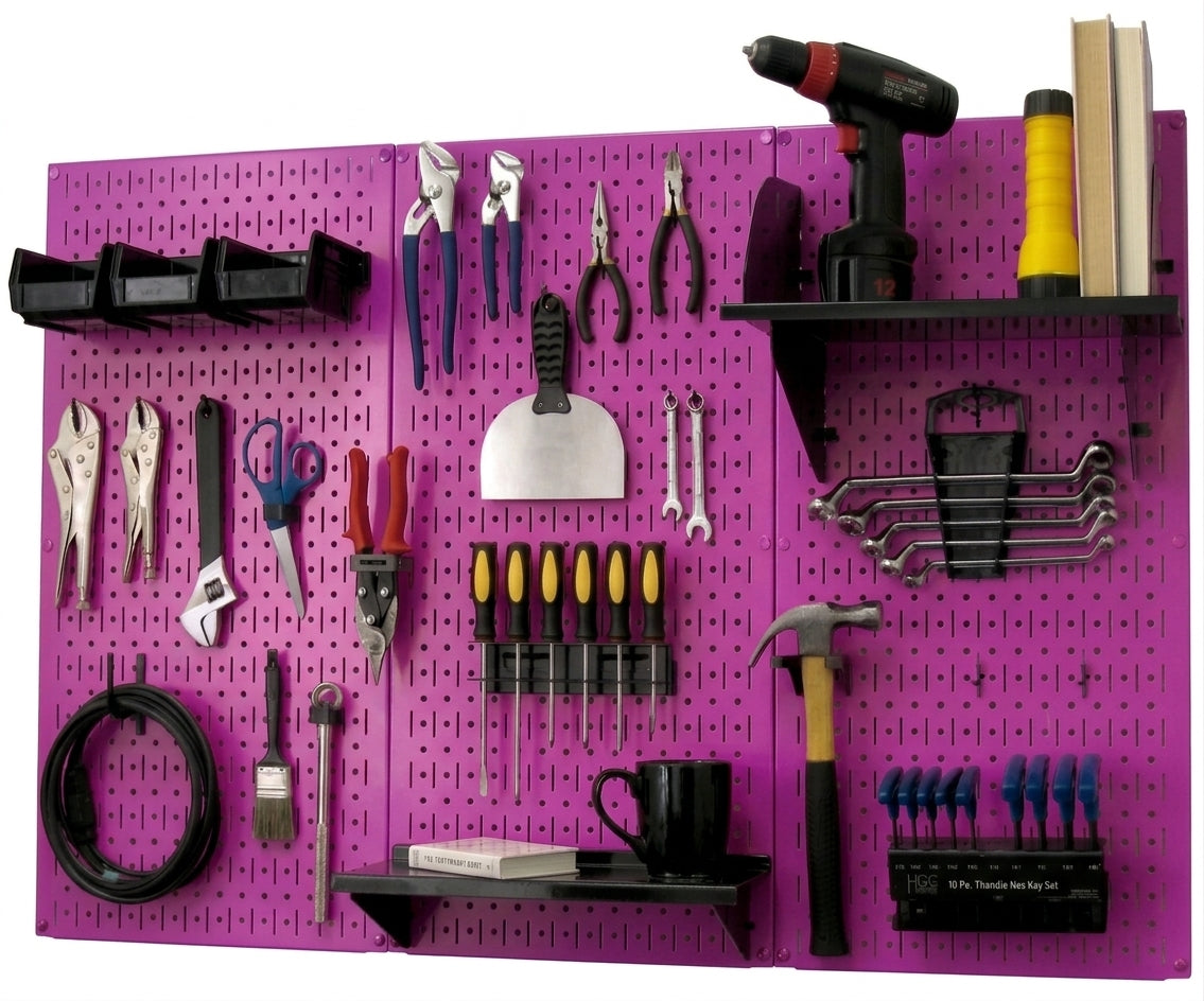 A Durable Metal Pegboard Wall Rack and Shelf