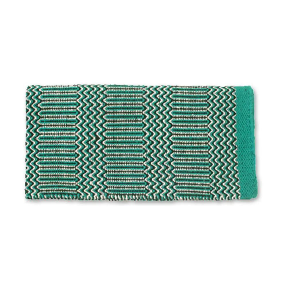 Teal double weave saddle blanket 32x64 acrylic with teal zigzag pattern and border on Tampa Home & Garden Store
