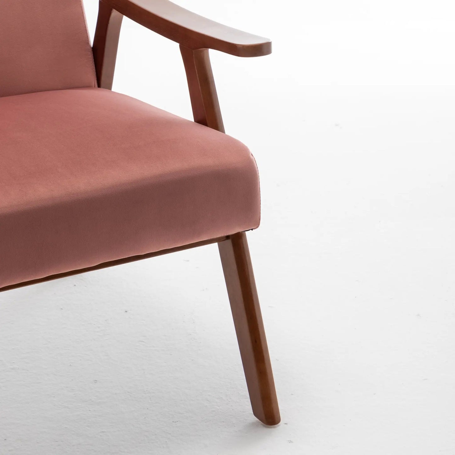 Fauteuil de salon moderne du milieu du siècle avec cadre en bois massif, fauteuil d'appoint avec dossier extra-épais, fauteuil à oreilles pour chambre à coucher