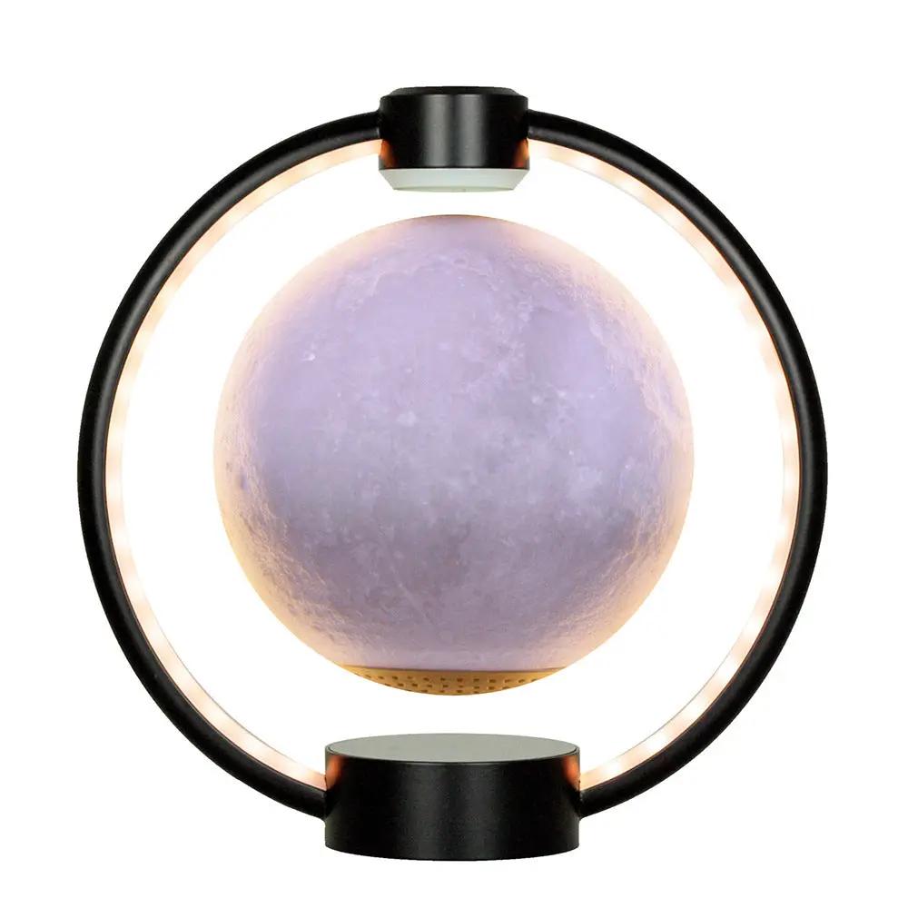 K1 Round Moon Bluetooth Speaker with Soft Glow, lavender moon orb inside black LED ring on Tampa Home & Garden Store