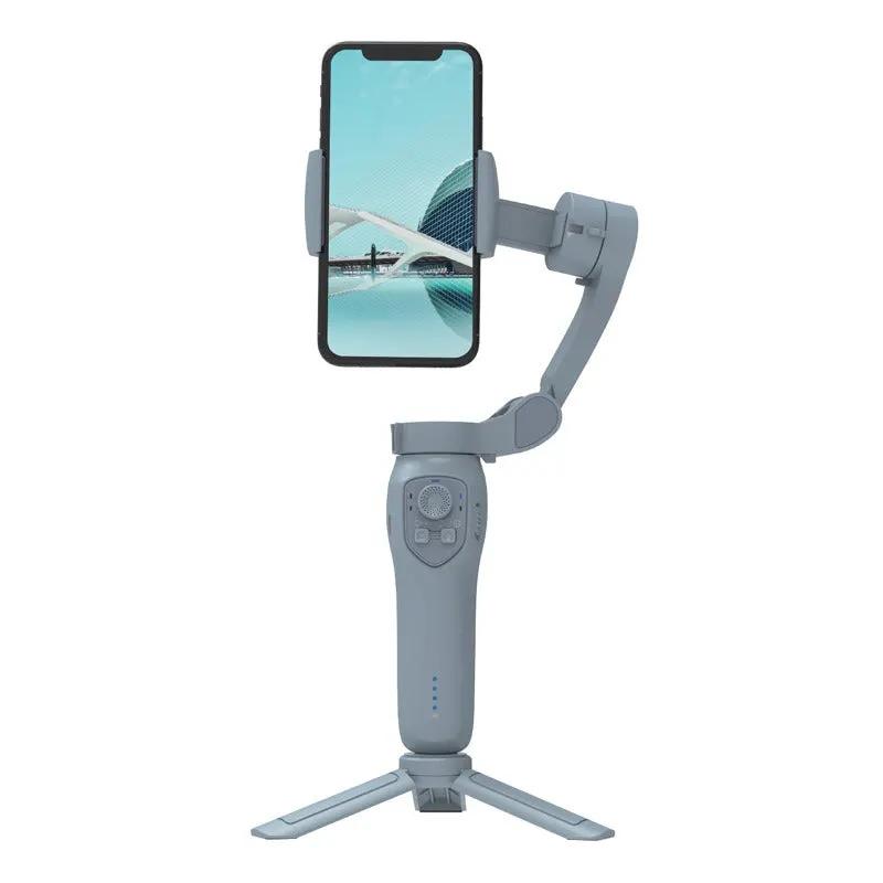 Phone stabilizer gimbal 3-axis handheld with blue-gray finish and phone clamp on Tampa Home & Garden Store