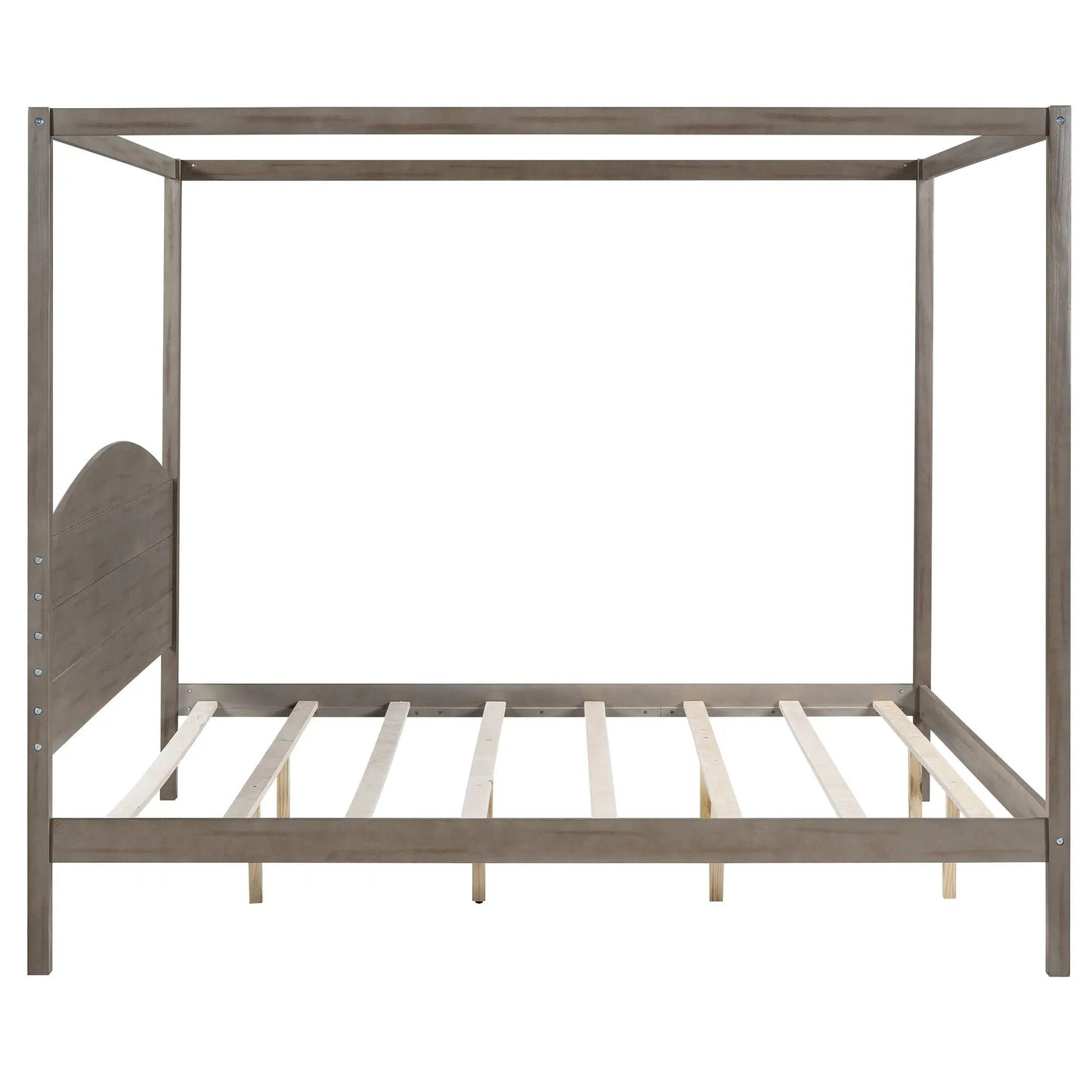Cama con dosel King Size con cabecero y patas de soporte, acabado Brown Wash