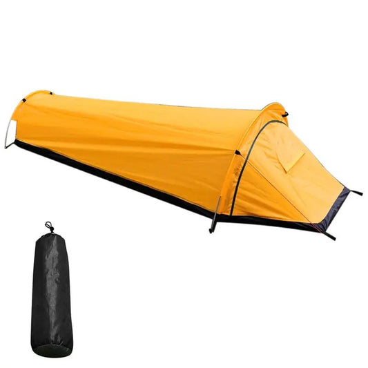 Ultralight single-person waterproof dome tent in bright orange polyester with carry bag on Tampa Home & Garden Store
