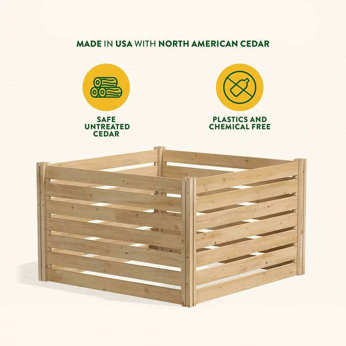 308 gallon cedar wood compost bin for outdoor gardens with natural untreated cedar slat panels on Tampa Home & Garden Store