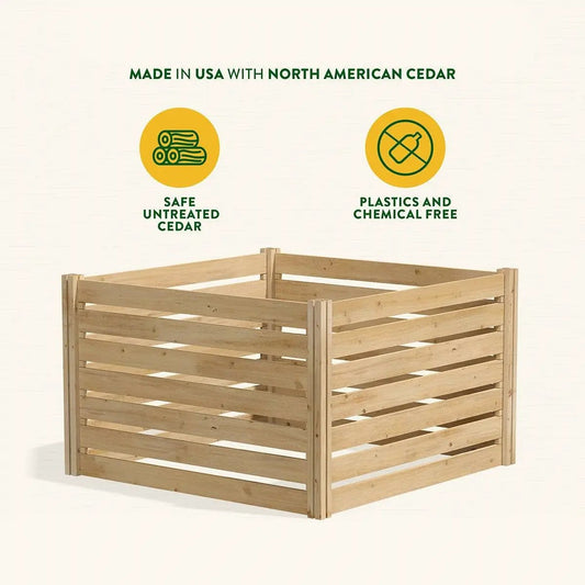 308 gallon cedar wood compost bin for outdoor gardens with natural untreated cedar slat panels on Tampa Home & Garden Store