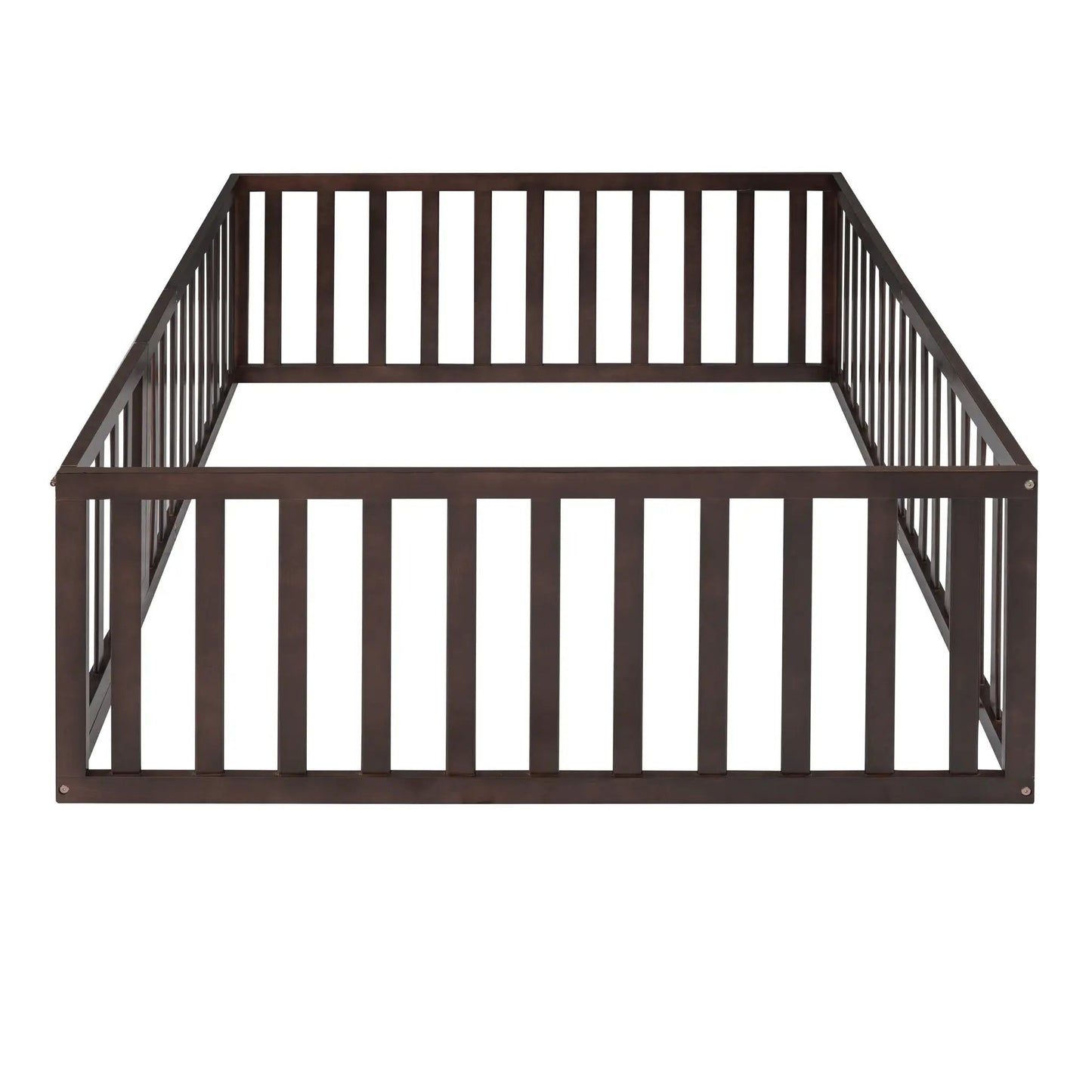 Full Size Wood Daybed Frame with Fence Walnut