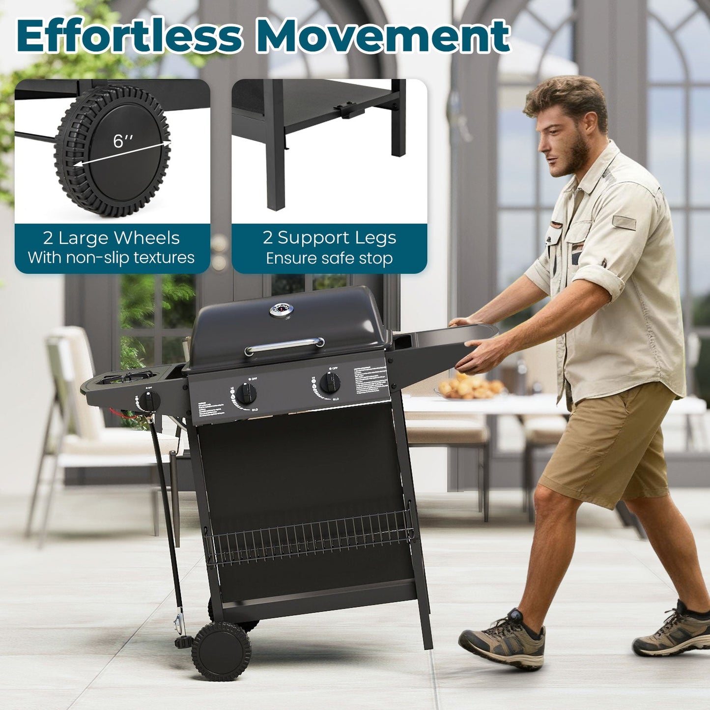 DirectDeals 30,000 BTU outdoor propane gas grill on wheels black on Tampa Home & Garden Store