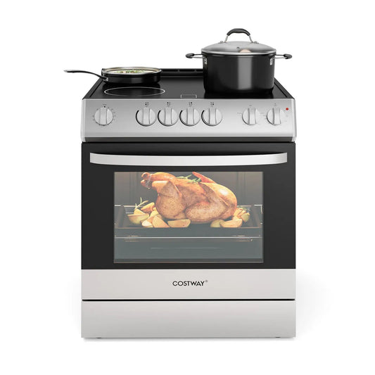30-inch freestanding range with black ceramic cooktop, 4 burners, oven with turkey, Costway on Tampa Home & Garden Store