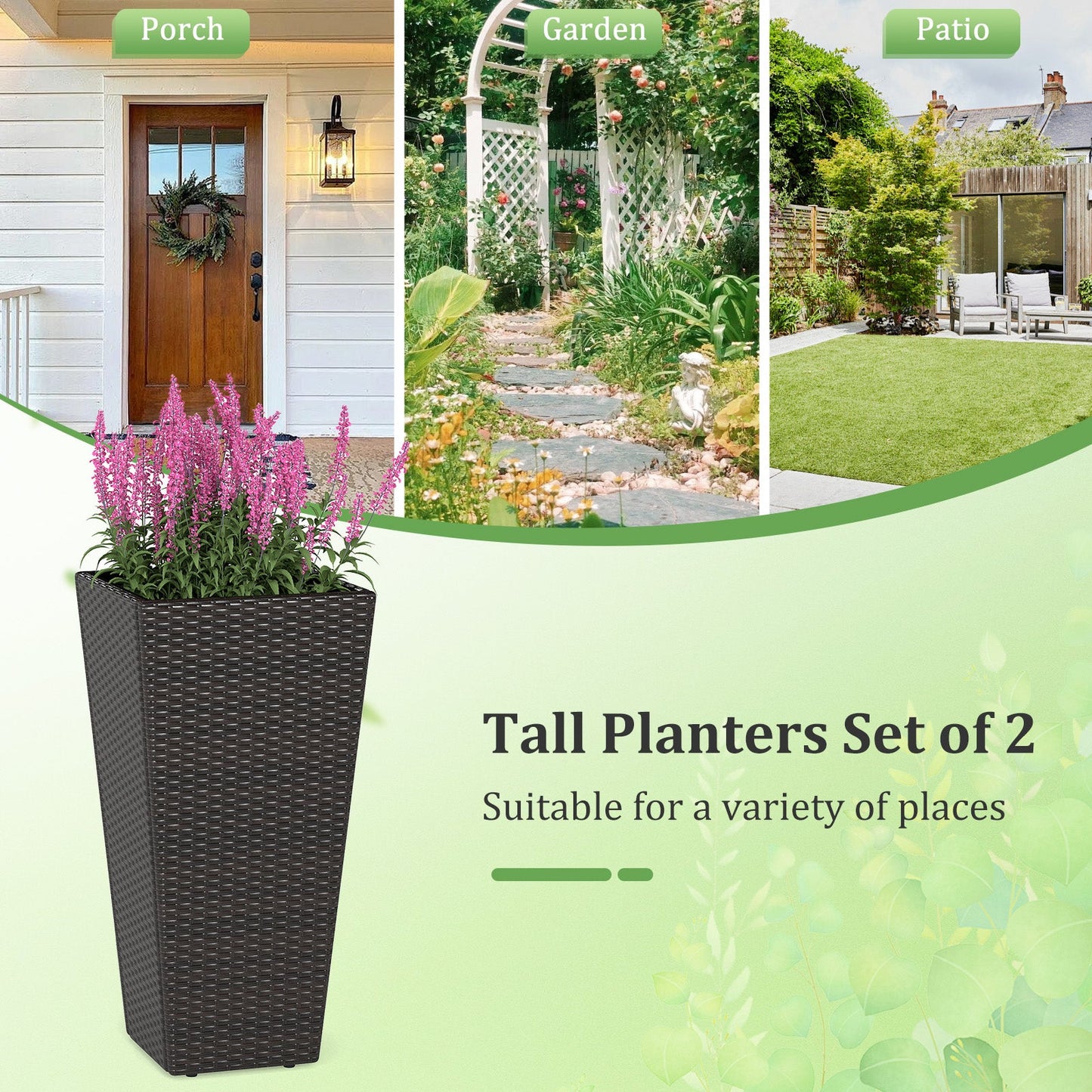 30 Inch Modern Decorative Planter Pots Set of 2 with Open-ended Base