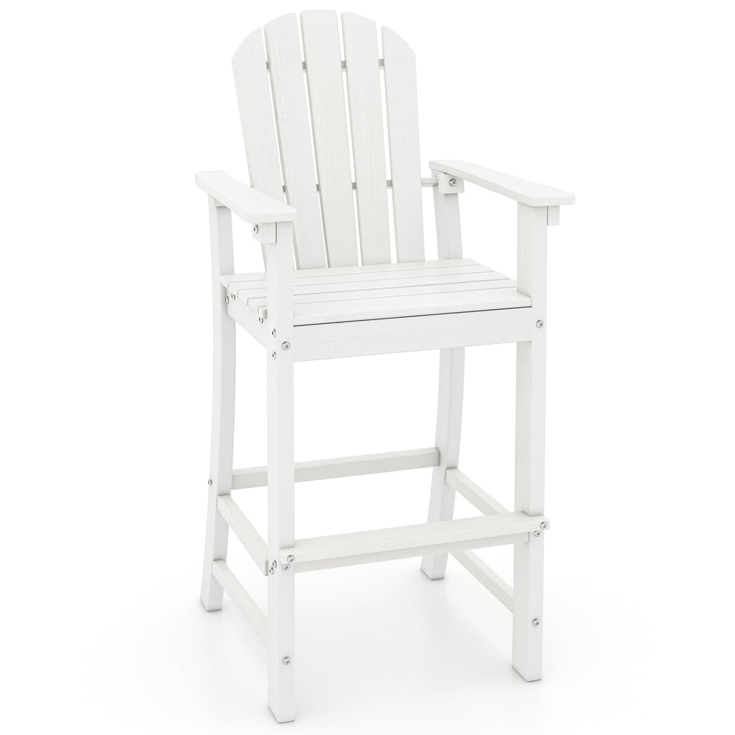 30 Inches Counter Height Outdoor HDPE Bar Stool with Armrests and Footrest-Black