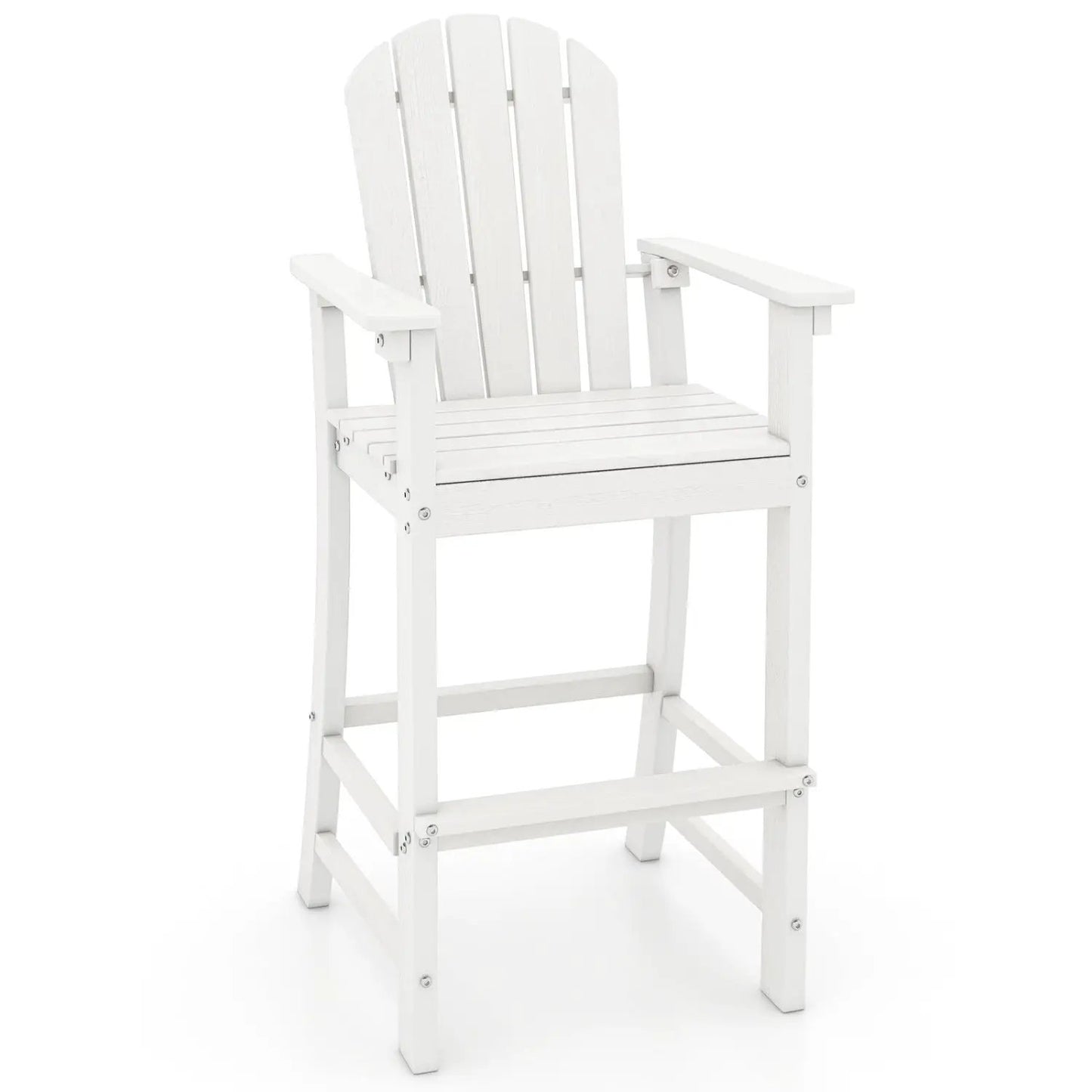 30-Inch Counter Height Bar Stool with Armrests, white wood, slatted back on Tampa Home & Garden Store