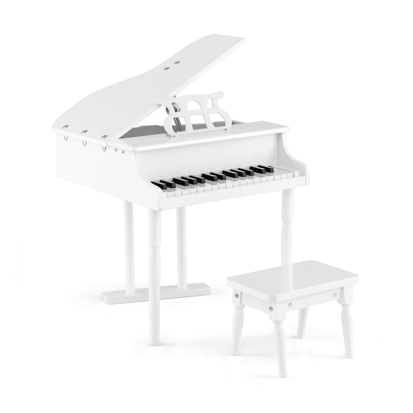 Musical Instrument Toy 30-Key Children Mini Grand Piano with Bench-Black
