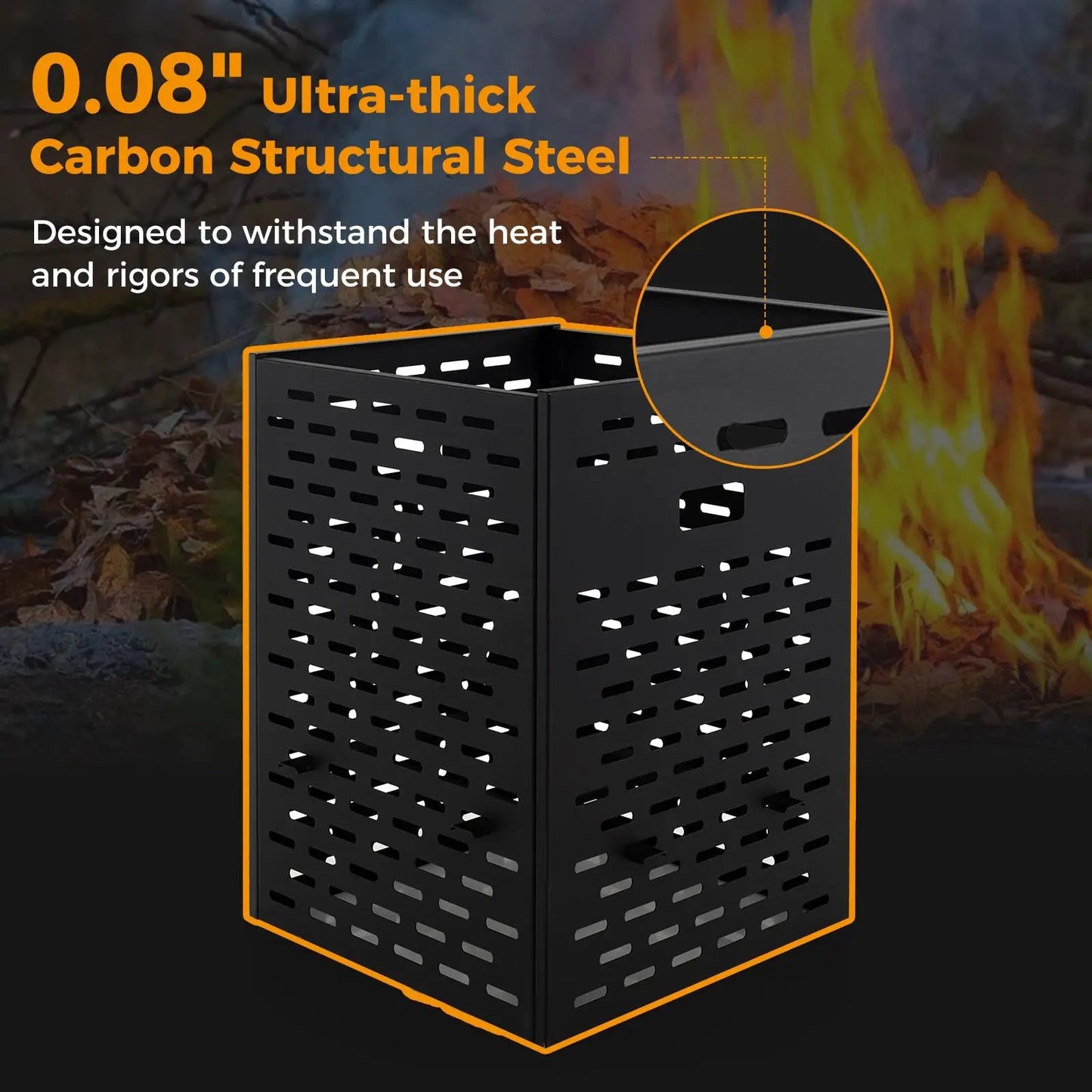 Burn Barrel 30 inches ultra-thick 0.08 in carbon steel with vented perforated panels on Tampa Home & Garden Store