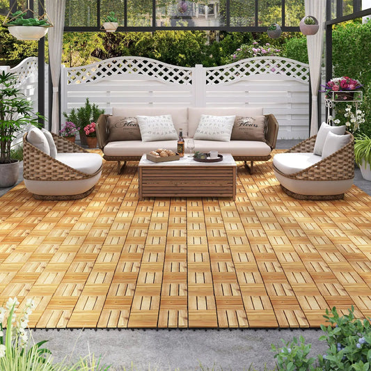 30-pack acacia wood interlocking deck tiles brown DirectDeals on Tampa Home & Garden Store